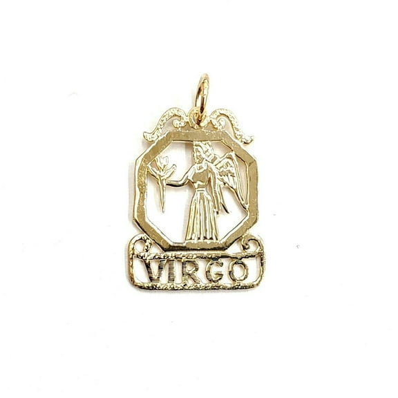 New 14k yellow Gold Virgo zodiac sign Pendant charm astrology fine jewelry 1.2g