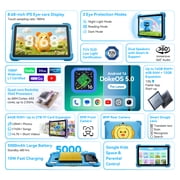 Blackview Link 1 Kids, Android 16 AI Children Tablet, 12GB+64GB(2TB External), 3 AI Smart Assistance, 8.68 HD+ Screen, 5MP+8MP Camera, Google Kids Space+Parental Control, Dual BOX Speakers Purple