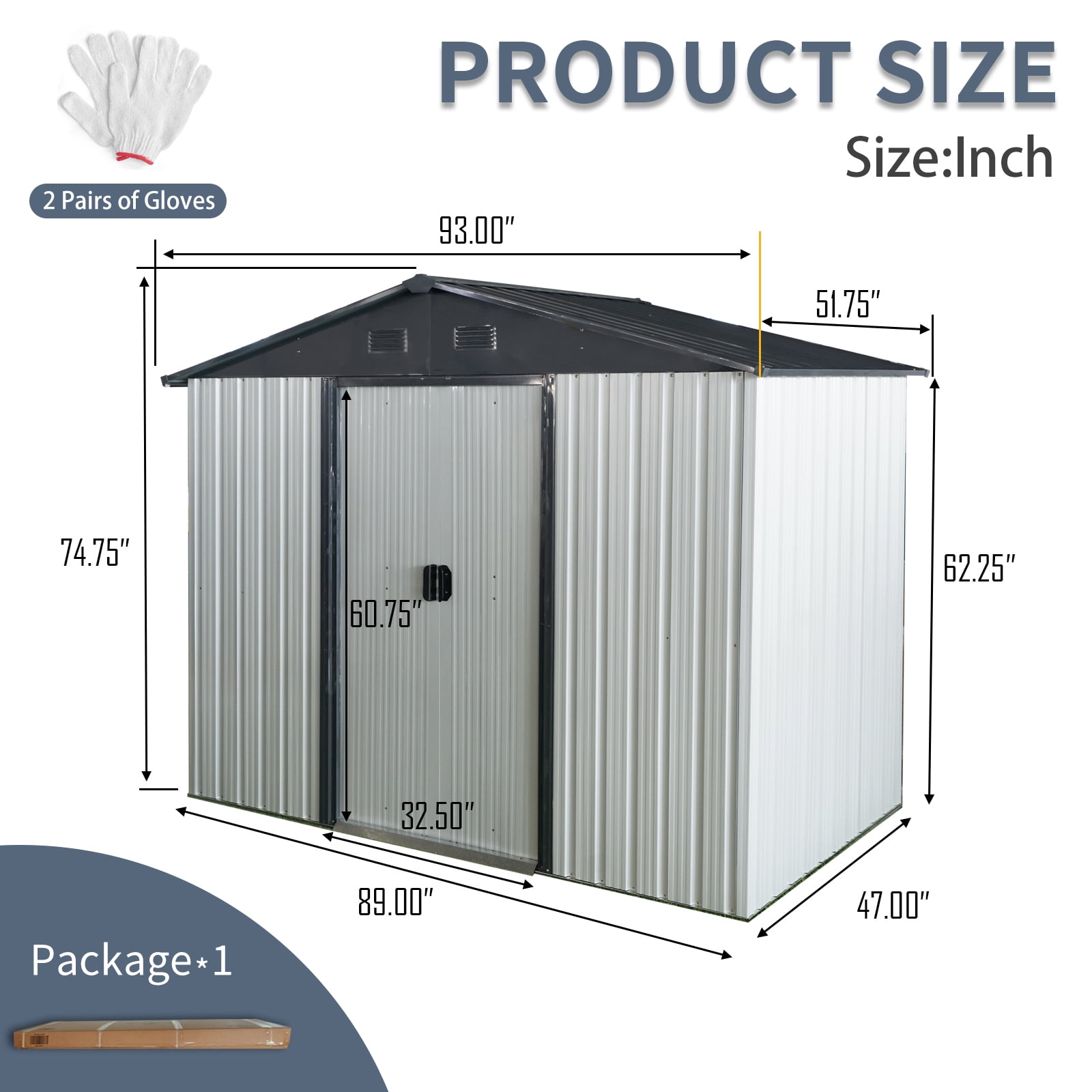 Alvantor 8 x 4 FT Outdoor Storage Shed Metal Garden Shed with Sliding Door and foundation for Backyard, Garden, Coffee