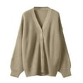 thumbnail image 7 of Women Casual Cardigan Sweater Coat Button Down Long Sleeve Oversized Knit Cardigans Sweaters For Fall Beige, 7 of 7