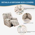 thumbnail image 3 of CHUNTIAN Stretch Recliner Slipcovers Printed Sofa Cover 4-Piece Fallon Collection Slipcover Lazy Boy Chair Covers Furniture Protector Recliner Chair Cover with Storage Pocket for Living Room, A2, 3 of 5