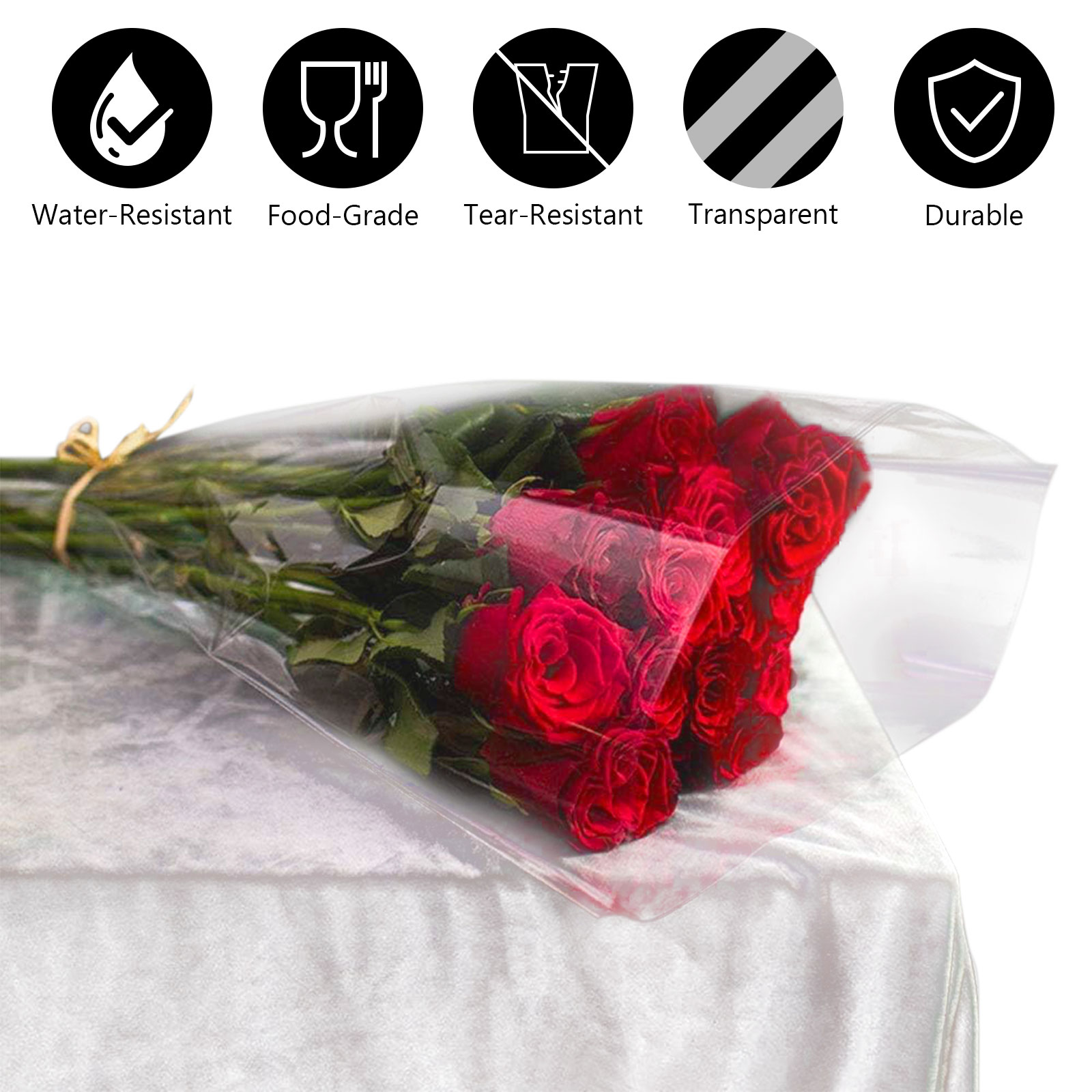 Tripumer Clear Cellophane Wrap Roll, 32" x 100 Ft photo 8