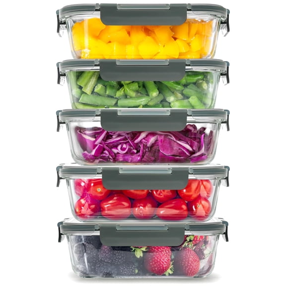 Recipientes de vidrio para preparación de comidas Zulay Kitchen, paquete de 5 con tapas