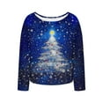 thumbnail image 4 of FDGIU Women's Christmas Long Sleeve T-Shirt - Lightweight Christmas Tree Graphic Top, Snowflake Sequined Blouse, Xmas Vacation Casual Sweatshirt, 4 of 5