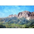 thumbnail image 2 of Villa, Mlli 18x13 Gold Ornate Wood Framed with Double Matting Museum Art Print Titled - Mountain In The Distance, 2 of 4