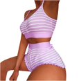 thumbnail image 1 of Conjunto informal de mujer con estampado de bloques de color y dobladillo con volantes, ropa de casa, chaleco con tirantes, traje a juego para mujer, 1 of 4