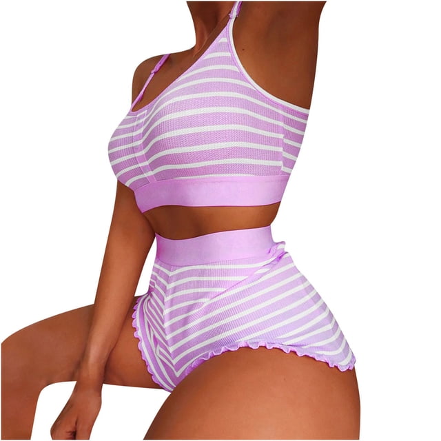 Conjunto informal de mujer con estampado de bloques de color y dobladillo con volantes, ropa de casa, chaleco con tirantes, traje a juego para mujer