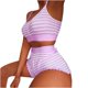 thumbnail image 1 of Conjunto informal de mujer con estampado de bloques de color y dobladillo con volantes, ropa de casa, chaleco con tirantes, traje a juego para mujer, 1 of 4