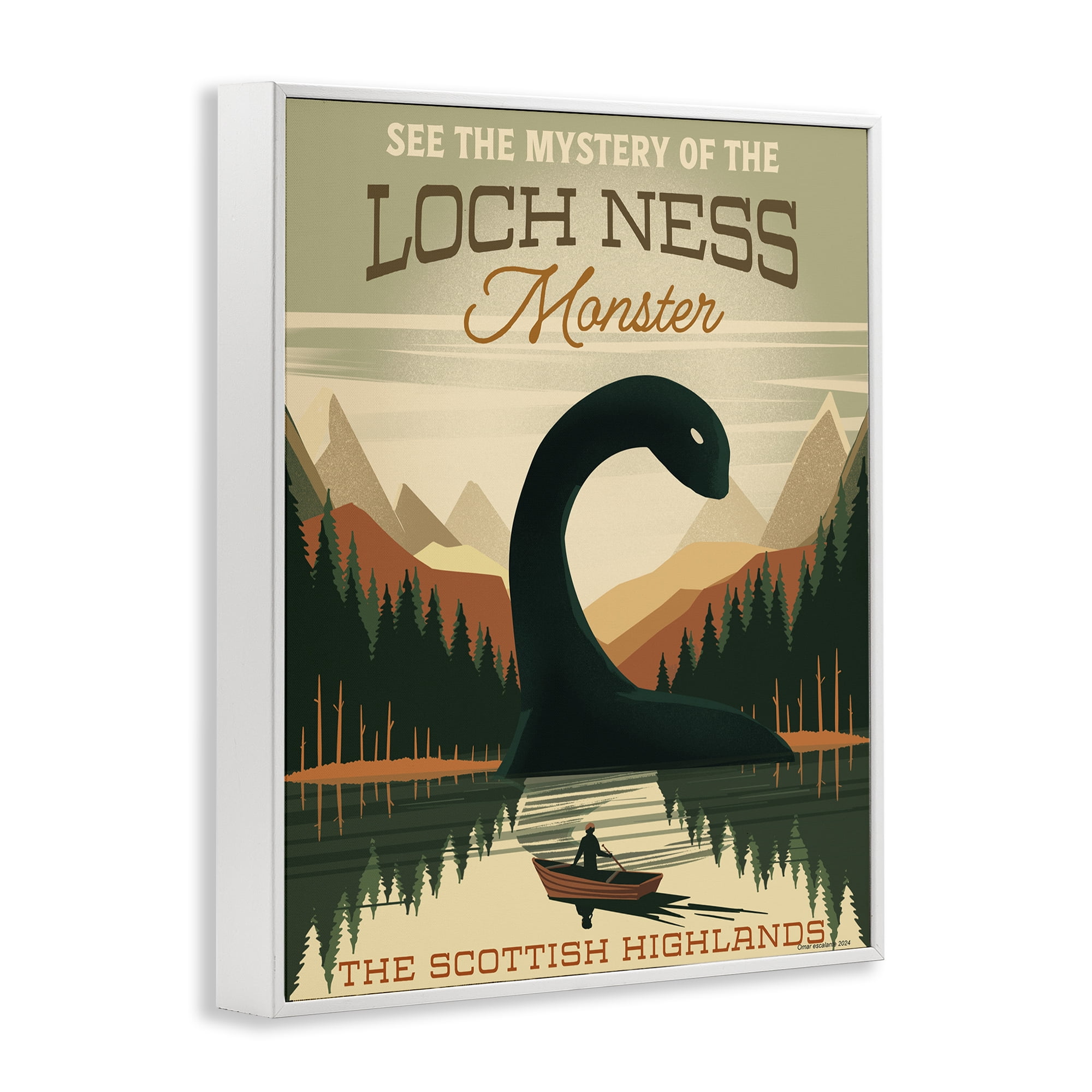 Stupell Industries Folklore Monster Tourism White Framed Giclee Art, design by Omar Escalante