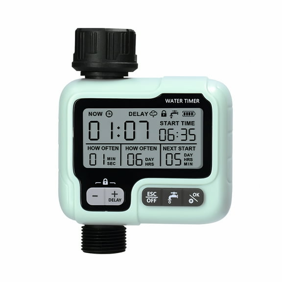 GJX Intelligent Water Timer Digital Hose Timer Automatic Watering Sprinkler System Irrigation Controller IPX5 Waterproof Rainy Day Delayed Watering for 3/4 Inch Hose Faucets