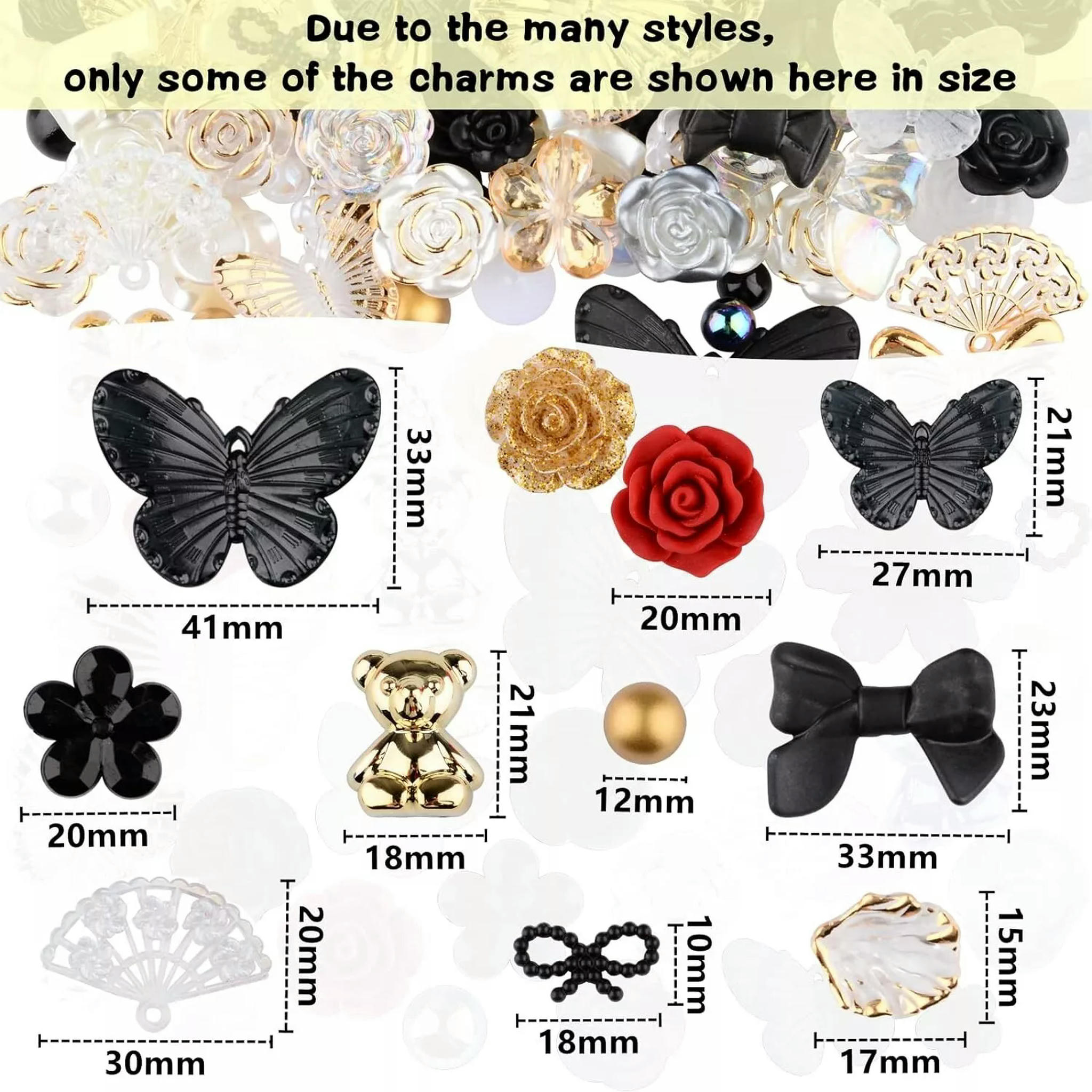U8MO Resin Cabochons Food Slime Charms Black Gold Bulk Assorted Lot 350pcs