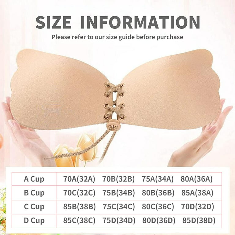 Olamtai Sticky Push up Bra, Invisible Adhesive Silicone Strapless Bras for  Women, Backless Lift Push up Bra for Large Breasts - Nude Bra Size B 