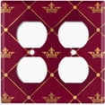 thumbnail image 3 of Metal Light Switch Plate Cover Elegant Yellow Crown Tufted Burgundy Damask DAM085, 3 of 13