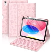 for iPad 11th 10th Generation Case with Keyboard - 7 Colors Backlit Wireless Detachable Folio Keyboard Cover with Pencil Holder for iPad A16 11-inch 2025 10th Gen 10.9 Inch 2022 (Pink Rose)