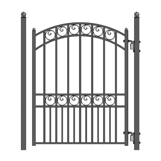 ALEKO Paris Style Iron Wrought Garden Steel Pedestrian Gate 5' x 4' With 2 Posts