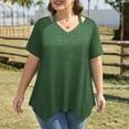 thumbnail image 3 of fatyb Women's Plus Size Tops Short Sleeve Casual Tee Shirts V Neck Blouses Summer Loose Tunic Shirts, 3 of 6