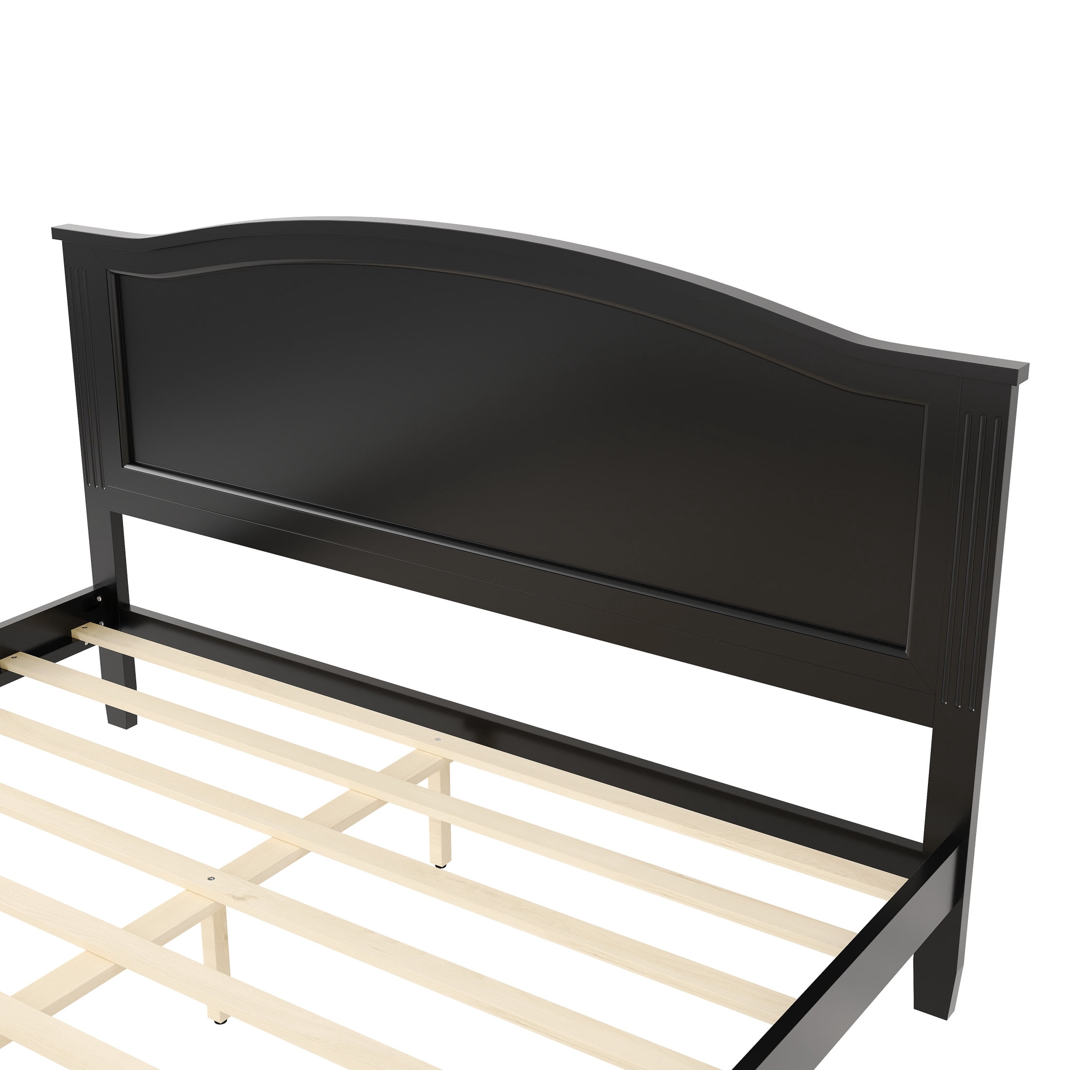 Noble House King Size Platform Bed with Headboard and Slat Support, Wooden Bed Frame, Rustic Farmhouse, Black