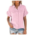 thumbnail image 3 of YEJIMAN Pink Patriotic Shirts For Women, Polyester Plus Size Tunic Tops, Women's Loose Button Long Shirt Cotton Ladies Casual Tops T-Shirt Blouse, 3 of 6