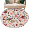 thumbnail image 6 of Pink Flowers Round Rug 8ft Washable Circle Rugs Non Slip Spring Farmhouse Floral Leaves Vintage Large Area Rug Indoor Floor Carpet for Bedroom Kitchen Living Room Home Office Dining Room Nursery, 6 of 8