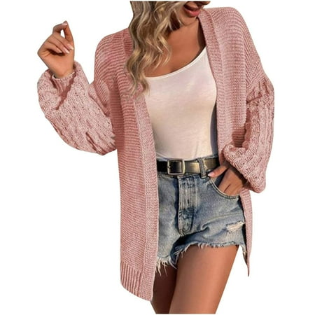 Mlzmgr Womens Sweaters Open Front Cotton Knit Cardigans Long Sleeve Loose Fitted Outdoor Loungewear Coats