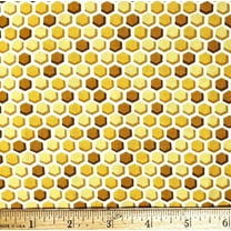 1 Fat Quarter - Honeycomb in 3D Gold Cotton Fabric - 21" X 18"