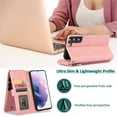 thumbnail image 4 of ELEHOLD Leather Wallet Case for Samsung Galaxy A54 5G,with 8 Card Slots Zipper Pocket Wrist Strap Kickstand Function Premium Luxury Leather Case,Rosegold, 4 of 11