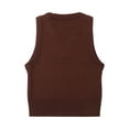 thumbnail image 4 of Lejafay Womens Preppy Style Plaid Knitted Sweater Vest V Neck Vintage Argyle Sleeveless Jumper Tank Brown S, 4 of 7