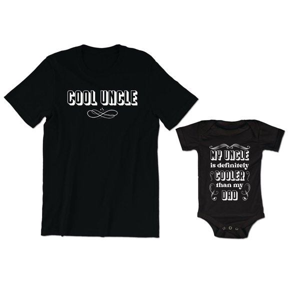 Cool Uncle Men's T-Shirt Funny Graphic Tee My Uncle is Definitely Cooler Than My Dad Baby Bodysuit Kids Toddler Shirt