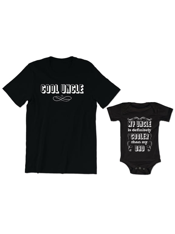 Cool Uncle Men's T-Shirt Funny Graphic Tee My Uncle is Definitely Cooler Than My Dad Baby Bodysuit Kids Toddler Shirt