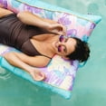 thumbnail image 6 of Big Joe Kona No Inflation Needed Pool Lounger with Headrest, Tropical Hibiscus Aqua Double Sided Mesh, Quick Draining Fabric, 5.5 feet Big, 6 of 9
