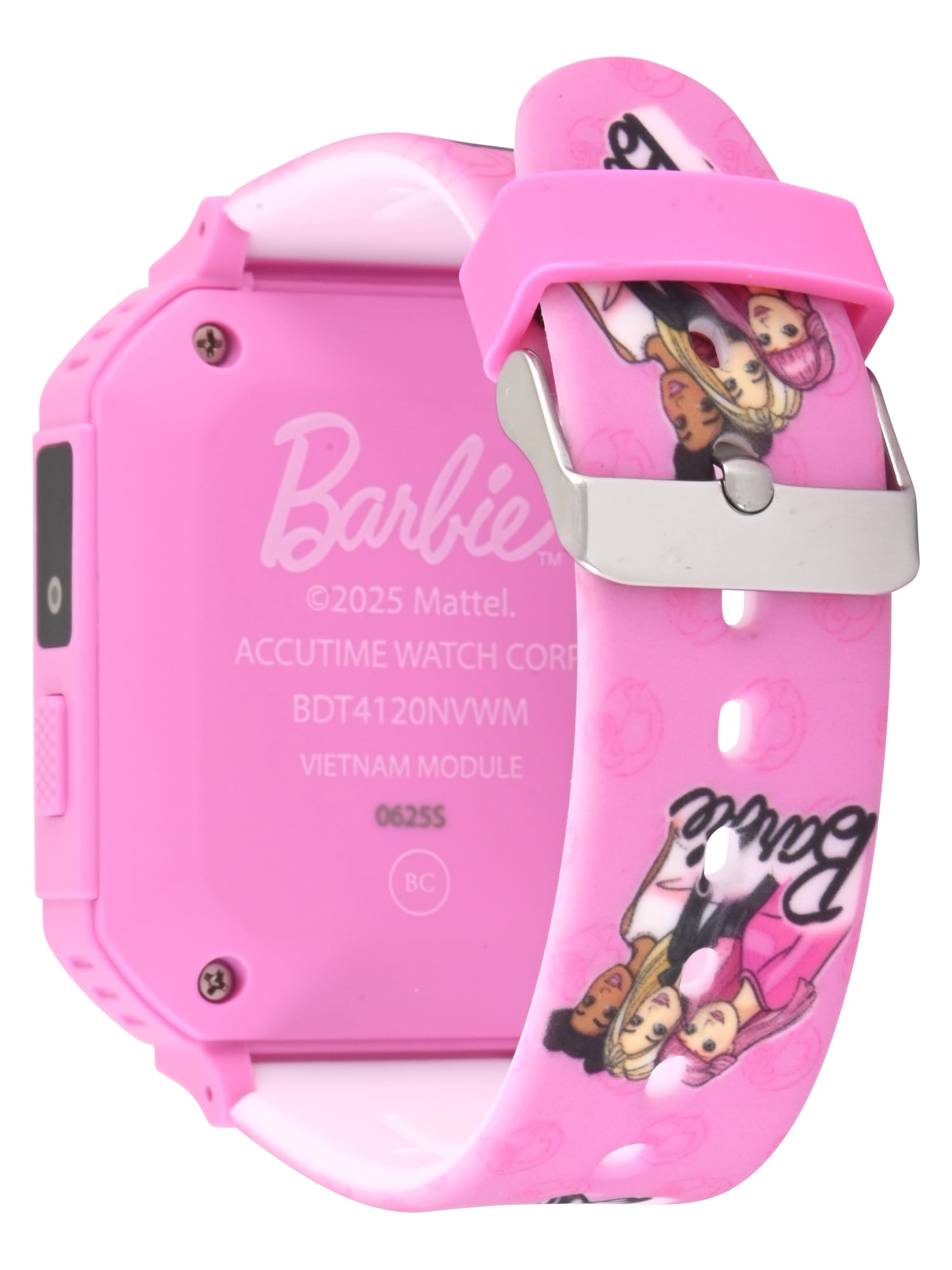 Mattel Barbie Childrens iTime Unisex Touchscreen Smart Watch with Silicone Strap and Metallic Pink Case 42MM