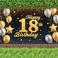 thumbnail image 7 of Gold Balloon Happy Birthday Banner Star Design Party Backdrop for 18th Birthday Celebration Indoor Decoration Event, 7 of 7