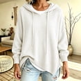 thumbnail image 6 of Womens Sweaters with Hood Long Sleeve Knit Warm Oversized Casual Fall Winter Pullover Sweaters White M, 6 of 9