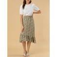 thumbnail image 5 of Allegra K Women's Floral Elastic Waist Ruffle High Low Hem Skirts, 5 of 6