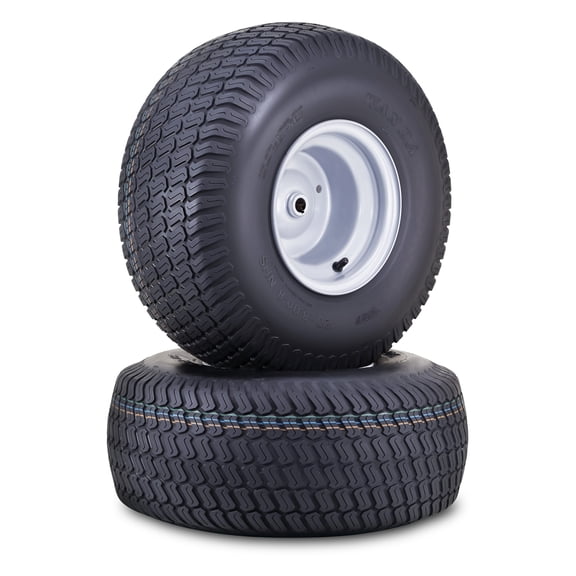 WANDA Lawn Mower Tractor Tire Wheel Assembly 20X8-8 4-Ply P332 with 3/4" Bushing 3/16" Keyway 3-1/2" offset Hub Silver Wheel-13035,SET 2