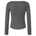 thumbnail image 4 of idosla Womens Long Sleeve Scoop Neck Ribbed Knit Fitted Casual Tops Tee Slim Basic Shirts (Dark Gray, XL), 4 of 6