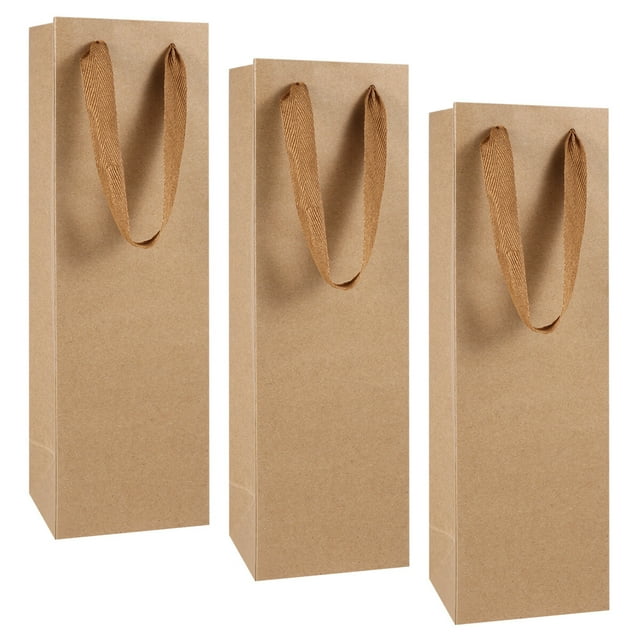 MasteelfCA VOSAREA 12pcs Kraft Paper Red Wine Hand Bag Wine Drinks Packing Bag Storage Bag