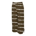 thumbnail image 3 of Women Striped Capris Pant Casual Lightweight Straight Leg Trendy Elastic High Waist Summer Beach Trouser Brown L, 3 of 6