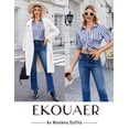 thumbnail image 5 of Ekouaer Silk Pajamas for Womens Set 2 Piece Satin Pjs Soft Button Down Sleepwear Wide Leg Long Pants with Pockets, 5 of 6
