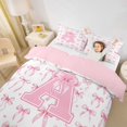 thumbnail image 3 of Manfei Pink Bow Heart Duvet Cover Set For Girls,3D Cartoon Letter A Initial Print Bedding Full For Kids,Pink Reversible,3pcs(No Comforter), 3 of 6