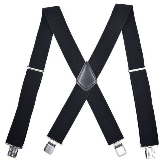 Techtongda Men's Adjustable Elastic Suspenders, Black