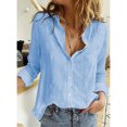 thumbnail image 2 of Camisa informal con botones para mujer, camisa con cuello en V enrollado y botones para mujer, blusa con cuello en V y botones, calidad inigualable, 2 of 5