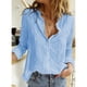 thumbnail image 1 of Blusa con botones y cuello en V,Camisa con botones y cuello en V enrollable para mujer Innovación moderna, 1 of 5