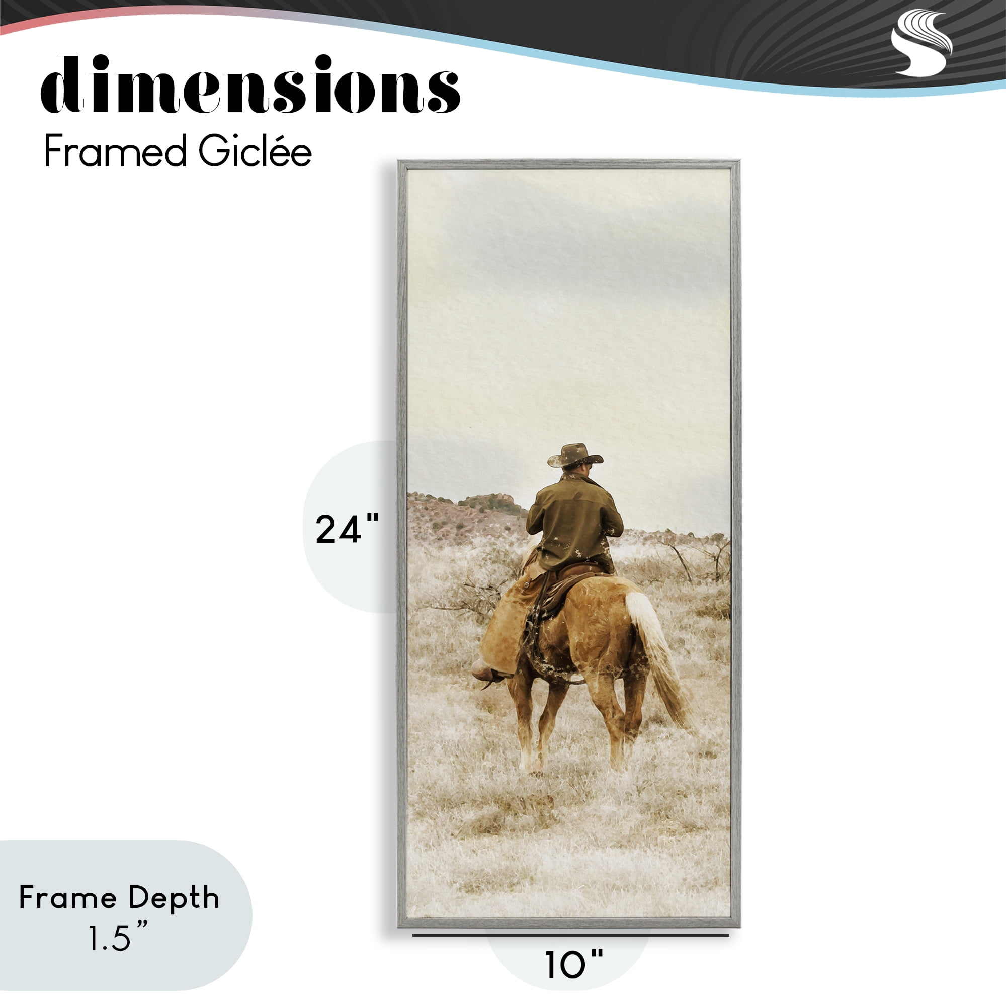 Stupell Industries Wild Wrangling Cowboy Gray Framed Giclee Art, design by Marcus Prime