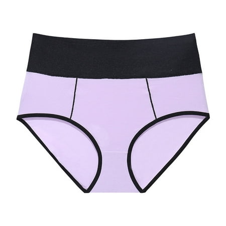 

Promotion! Women s High Waisted Cotton Soft Full Coverage Briefs Sports Panties Tummy Control Underpants Stretch Shaping Briefs light purple XL