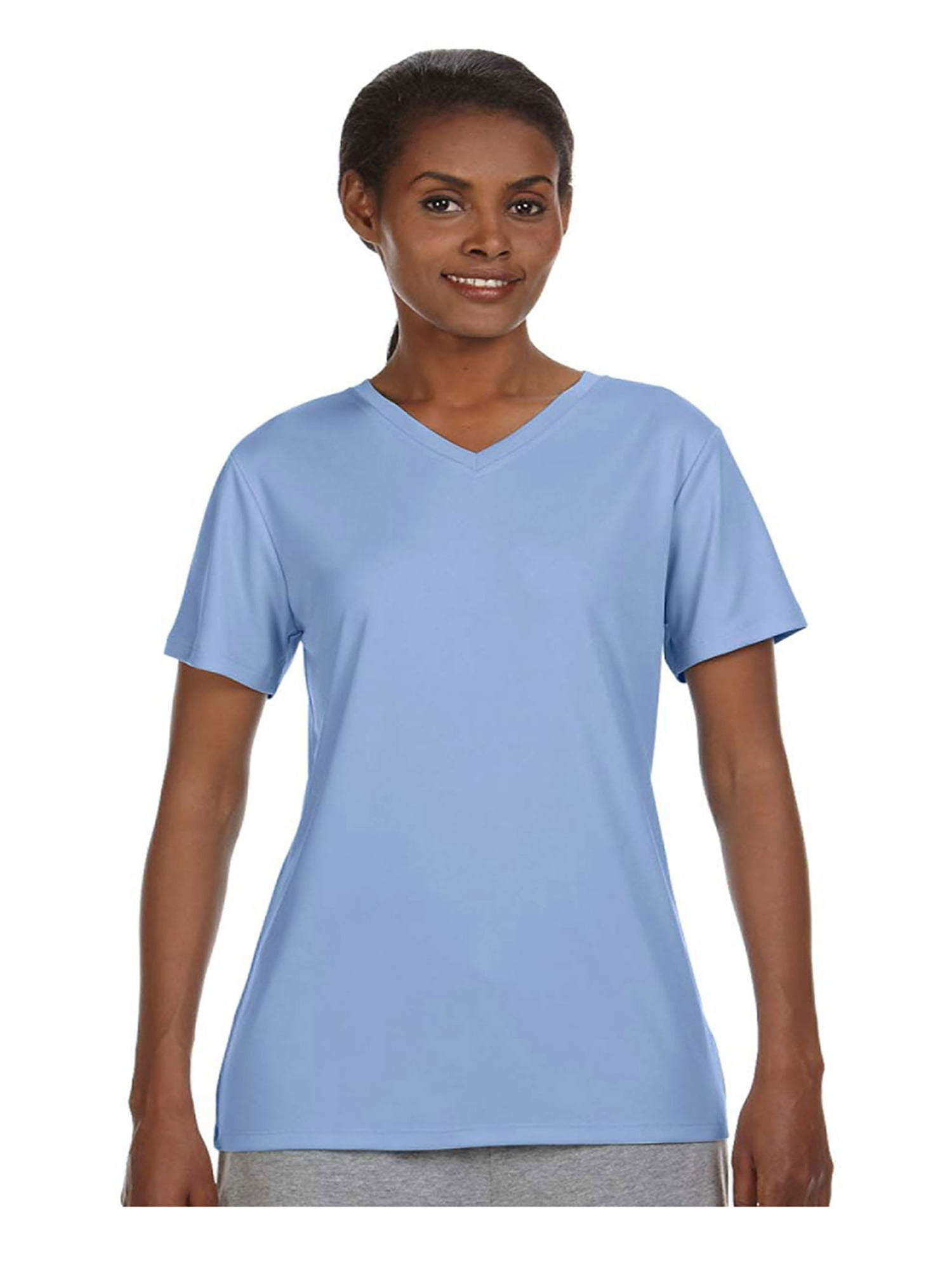 Hanes Ladies 4 Oz. Cool Dri V-Neck T-Shirt, Style 483V - Walmart.com