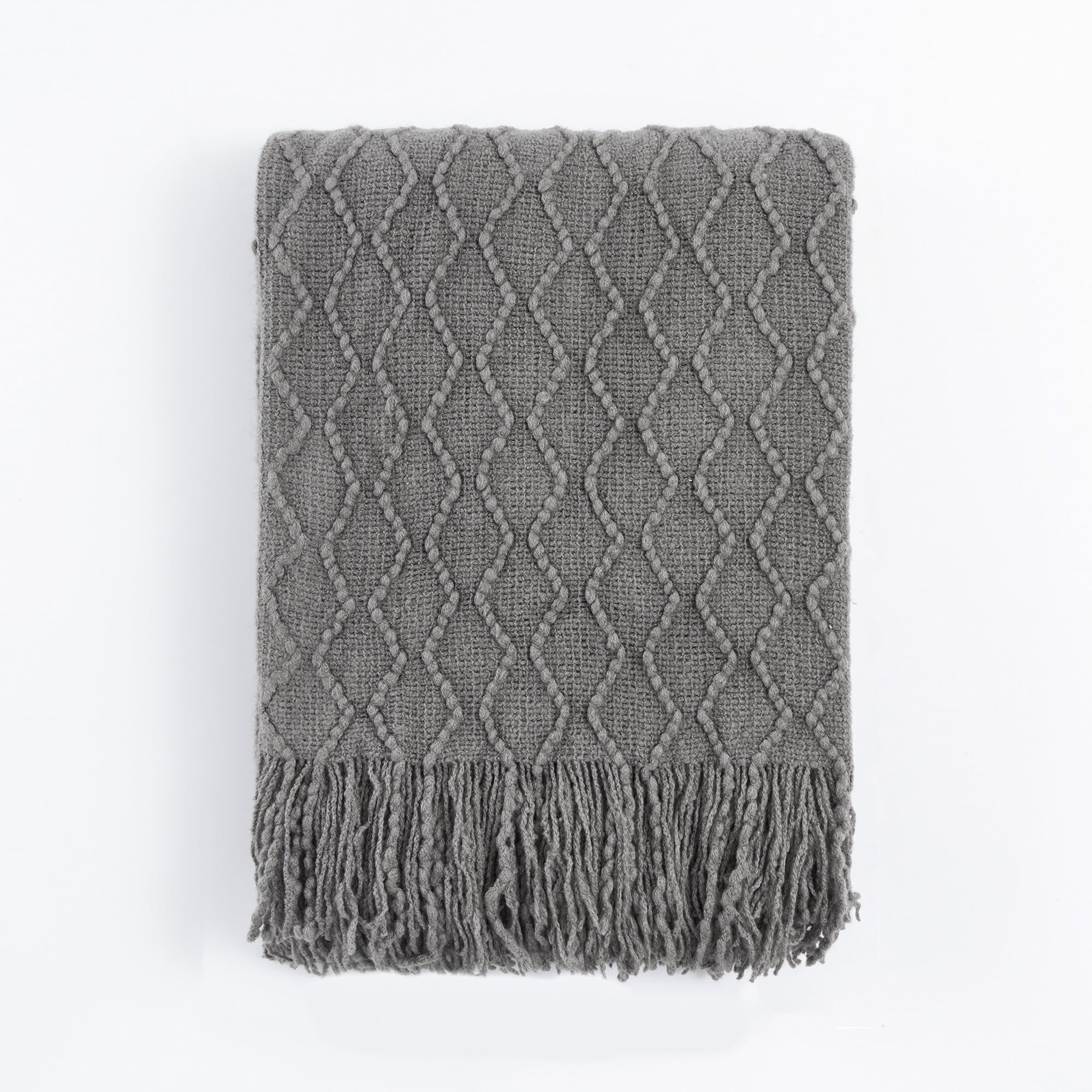 Battilo Dark Grey Throw Blanket for Couch, Textured Solid Grey Blanket