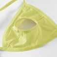 thumbnail image 4 of LNWUY Men's Solid Color Low Rise Quick Dry Breathable Front Center Thong with Hole Thong G-String T-Back Underwear Yellow M, 4 of 5