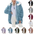 thumbnail image 6 of VISALY Oversized Fuzzy Fleece Jacket Coat for Women Fashion Zip Up Hooded 2025 Trendy Casual Thicken Cardigan Coat with Pockets Shaggy Warm Winter Outerwear Light Blue S, 6 of 9
