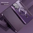 thumbnail image 2 of Electroplated Flip Leather Case for iPhone 16 15 14 13 12 11 Plus Pro Max for Magsafe Wireless Charging Protection Luxury Cover Dark Blue For iPhone 11Pro Max, 2 of 5